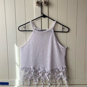 Charlotte Russe High Neck Light Lace Crop Top (M)